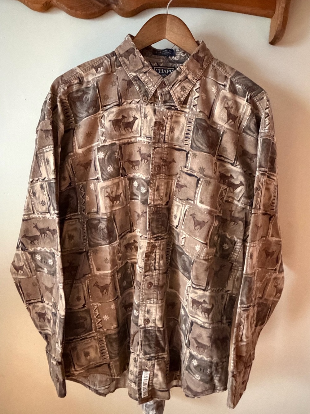 Vintage 90s Chaps Ralph Lauren Cotton Earthy Deer Hunter Button-Up Shirt